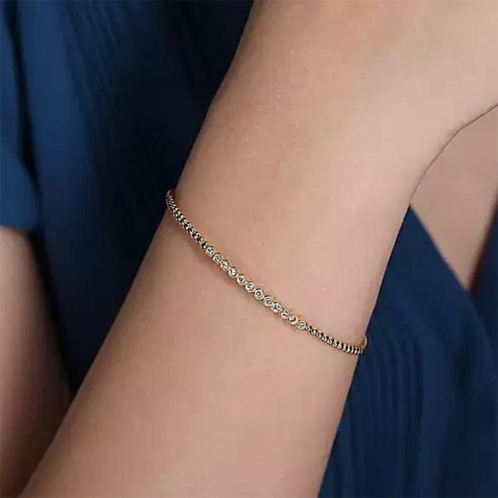 14K Yellow Gold Bujukan Bead Diamond Bangle-Gabriel & Co-Swag Designer Jewelry