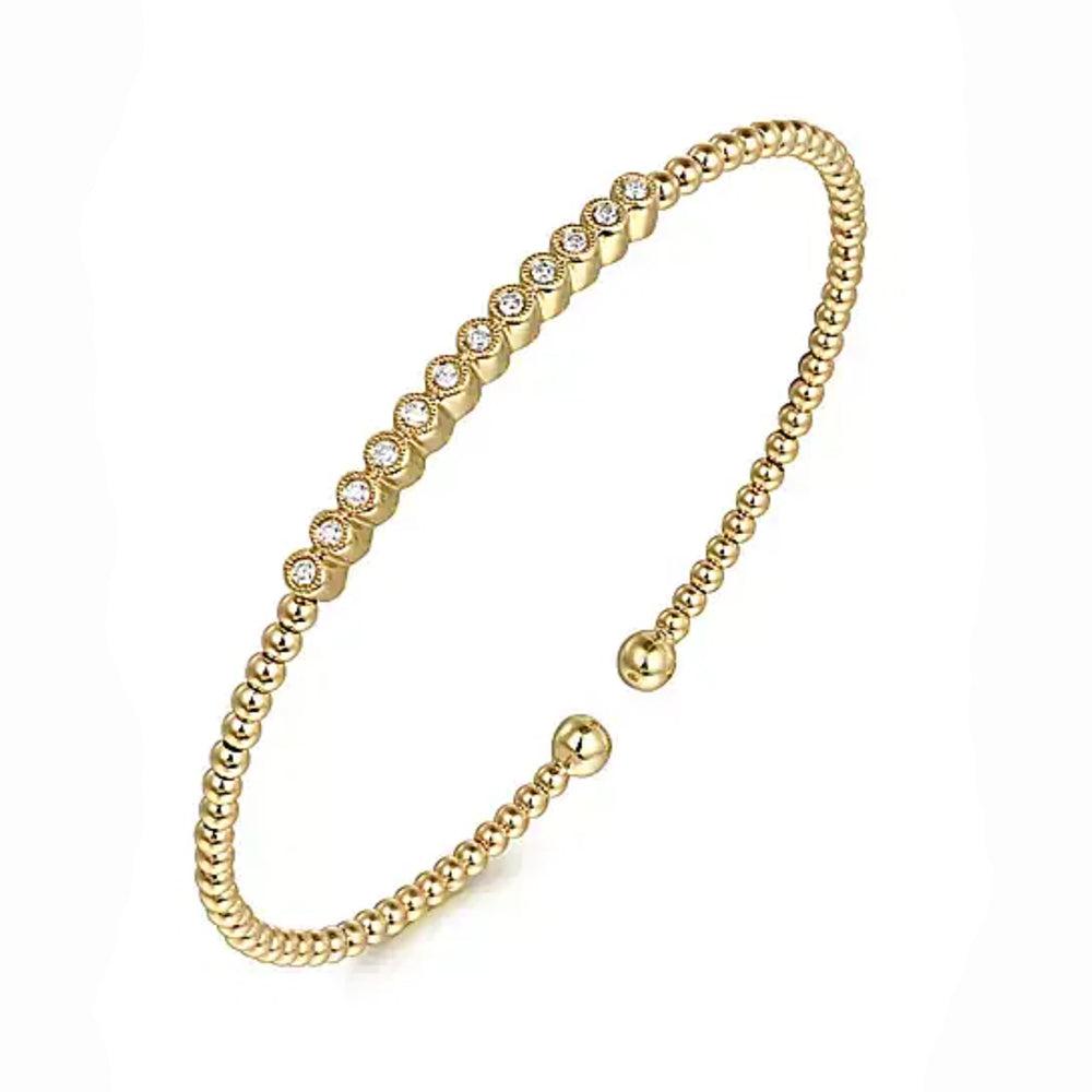 14K Yellow Gold Bujukan Bead Diamond Bangle bracelet
