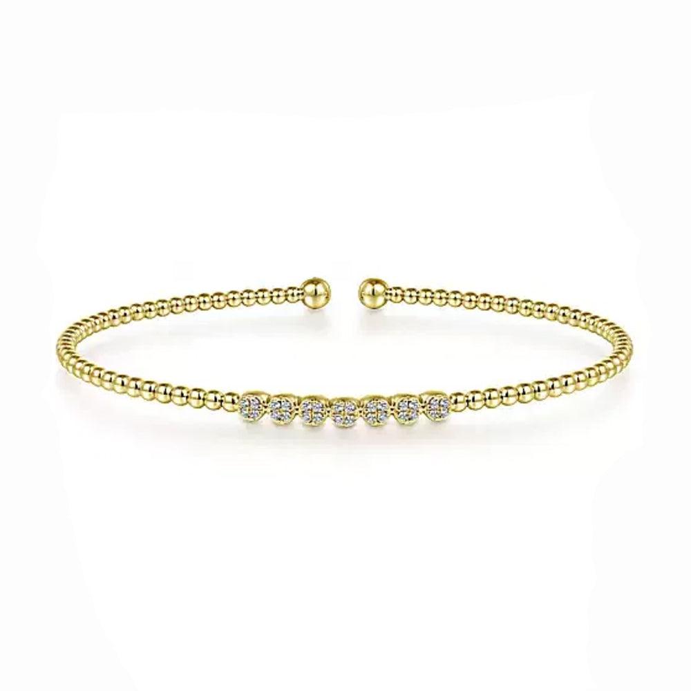 14K Yellow Gold Bujukan Bead and Cluster Diamond Bangle-Gabriel & Co-Swag Designer Jewelry