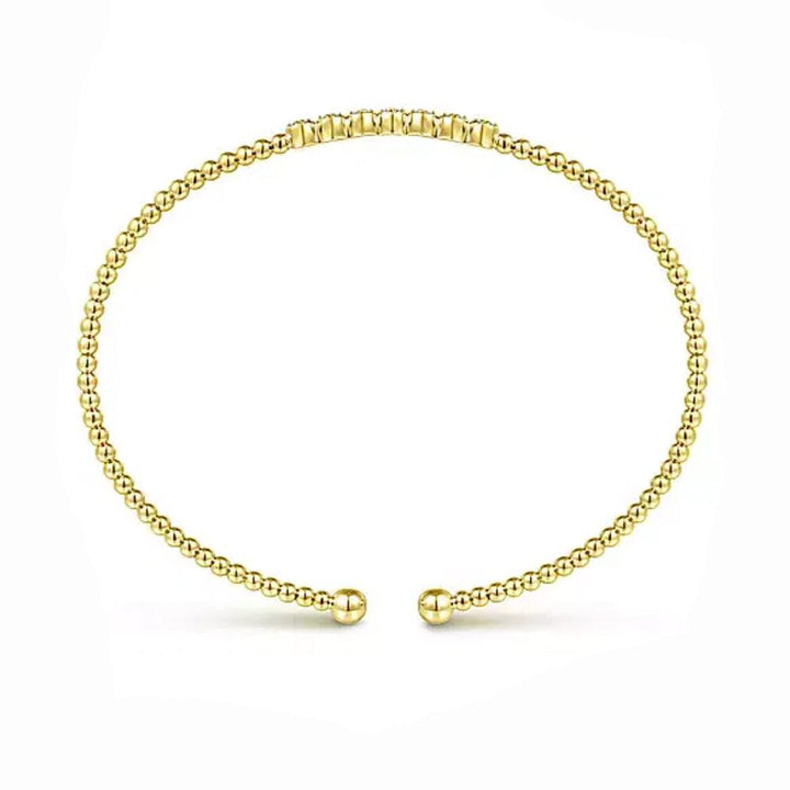 14K Yellow Gold Bujukan Bead and Cluster Diamond Bangle-Gabriel & Co-Swag Designer Jewelry