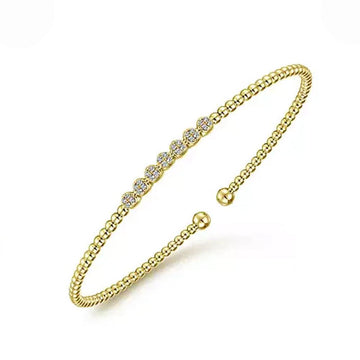14K Yellow Gold Bujukan Bead & Cluster Diamond Bangle
