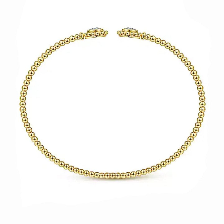 14K Yellow Gold Open Bangle with Pave Diamond Circles-Gabriel & Co-Swag Designer Jewelry