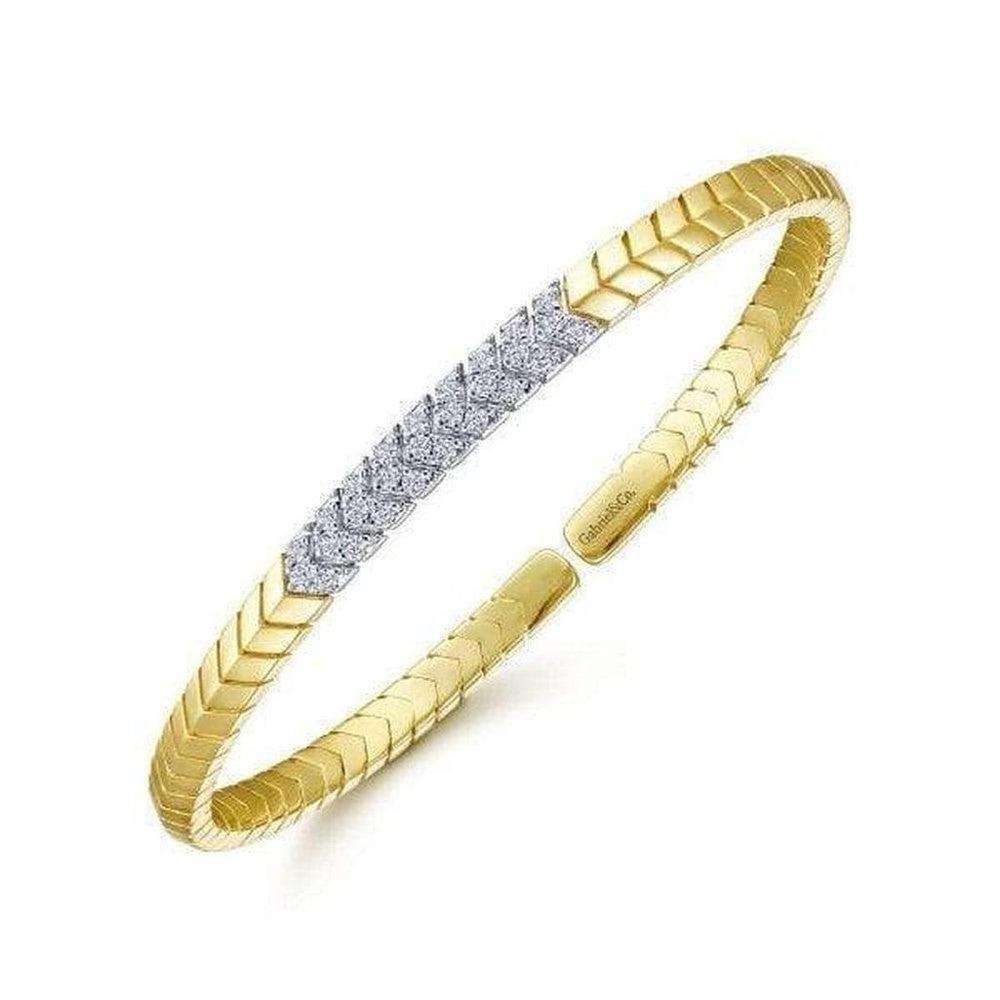 14k gold chevron cuff bracelet with diamonds; Gabriel & Co.
