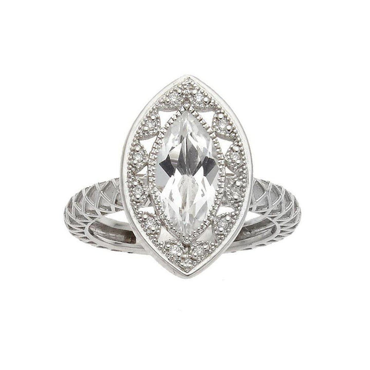 14k Marquis Ring in White Gold with Diamonds-Jude Frances-Swag Designer Jewelry