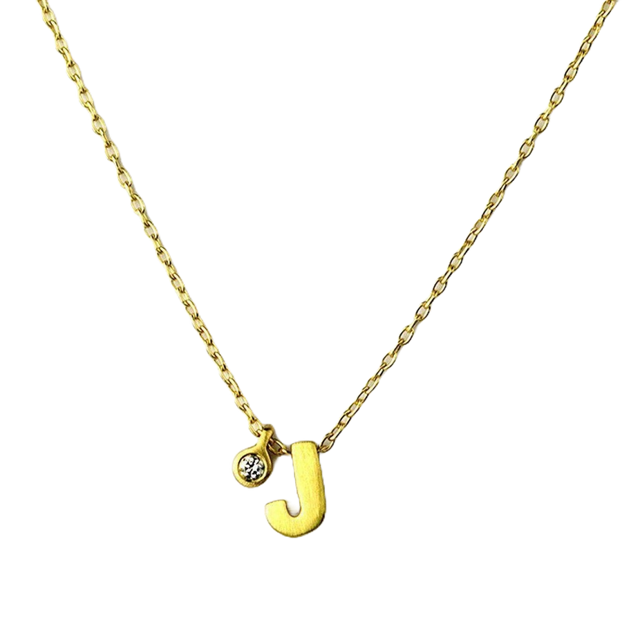 18k Yellow Gold Initial Tag Necklace-Marian Mauer-Swag Designer Jewelry