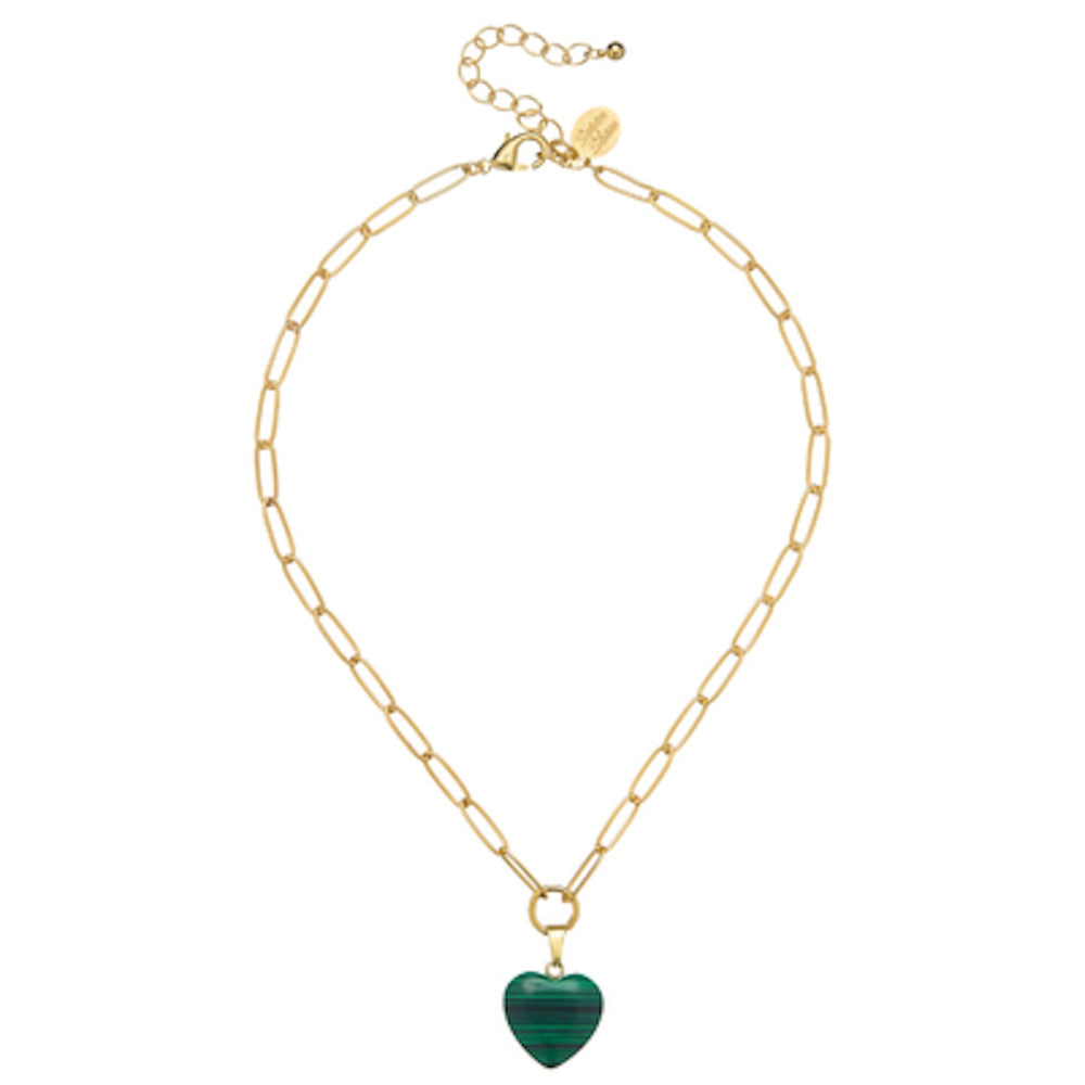 Audrey Heart Necklace - Malachite