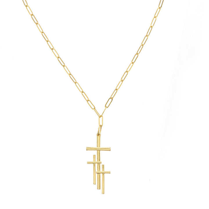 Triple Cross Pendant Necklace