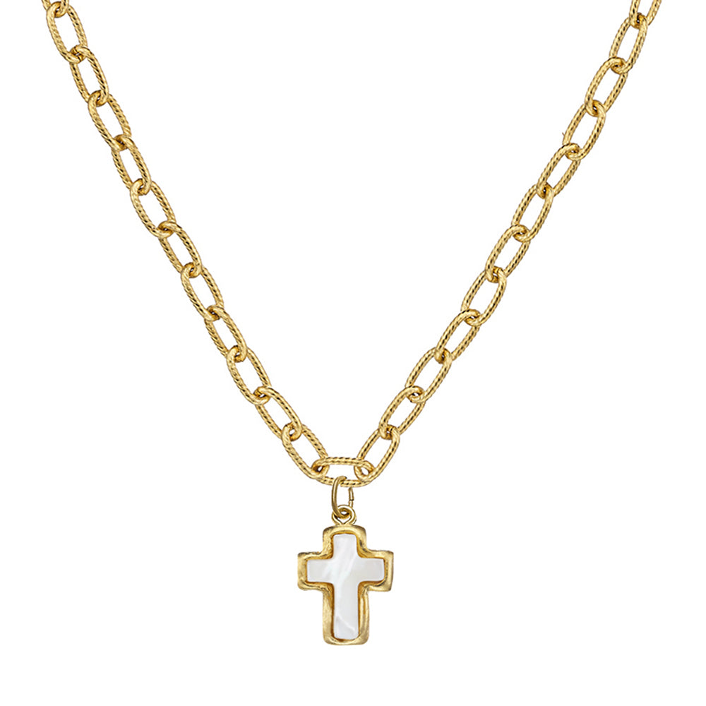 Mother Of Pearl Cross on Chain