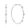 60mm white gold diamond hoop earrings with floral accents.
