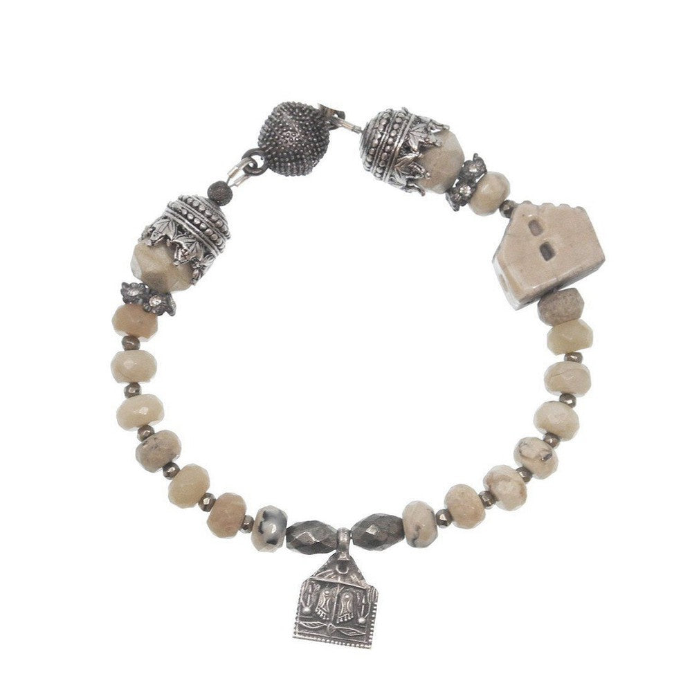 Artisan Cottage and Buddha Feet Charm Bracelet-Beautiful Soul Jewelry-Swag Designer Jewelry