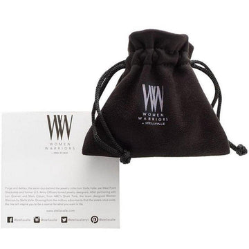 Black velvet jewelry pouch with drawstring closure, showcasing product packaging.
