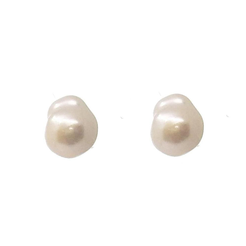 Baroque pearl stud earrings: creamy white, lustrous, elegant.
