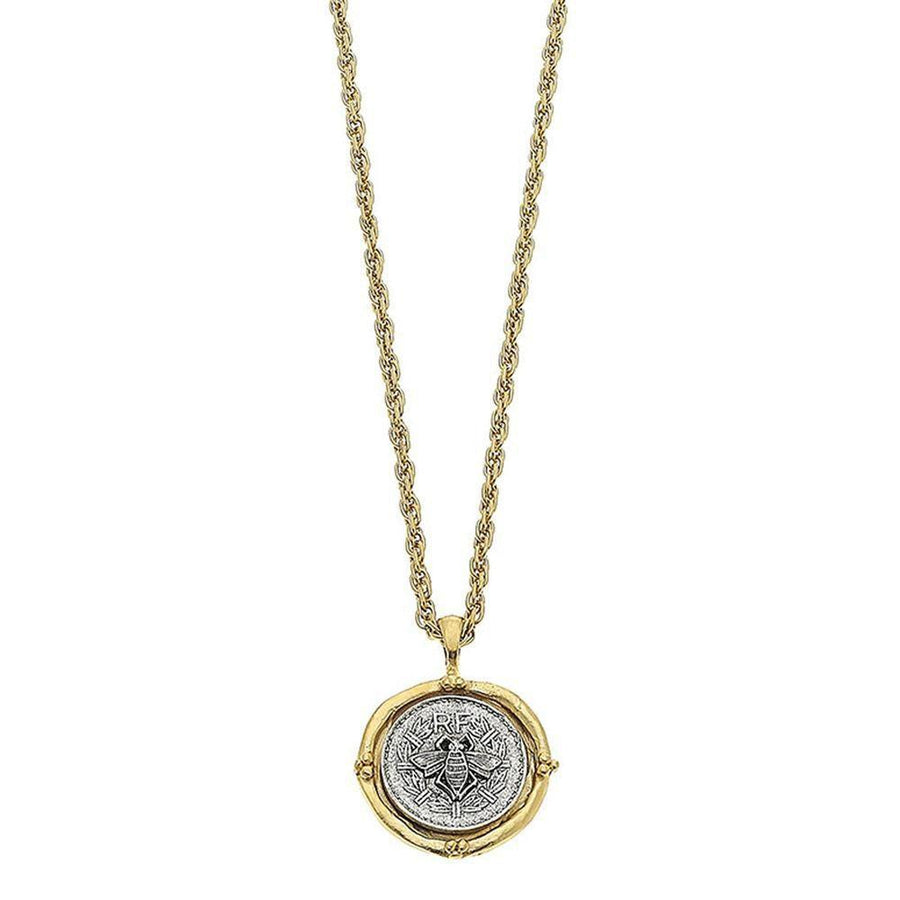 Bee Coin Pendant Necklace-Susan Shaw-Swag Designer Jewelry