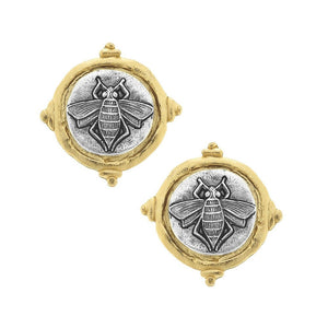 Bee Intaglio Clip Earrings