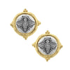 Bee Intaglio stud earrings: Silver bee design, gold-toned setting.
