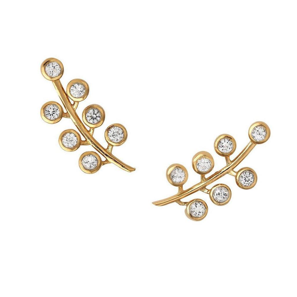 Gold Berry Pave earrings with sparkling clear stones.
