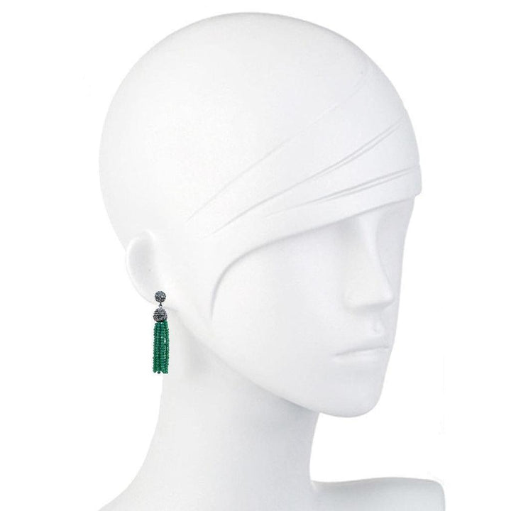 Black Crystal Tassel Earrings-Theia Jewelry-Swag Designer Jewelry