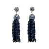 Black Crystal Tassel Earrings-Theia Jewelry-Swag Designer Jewelry