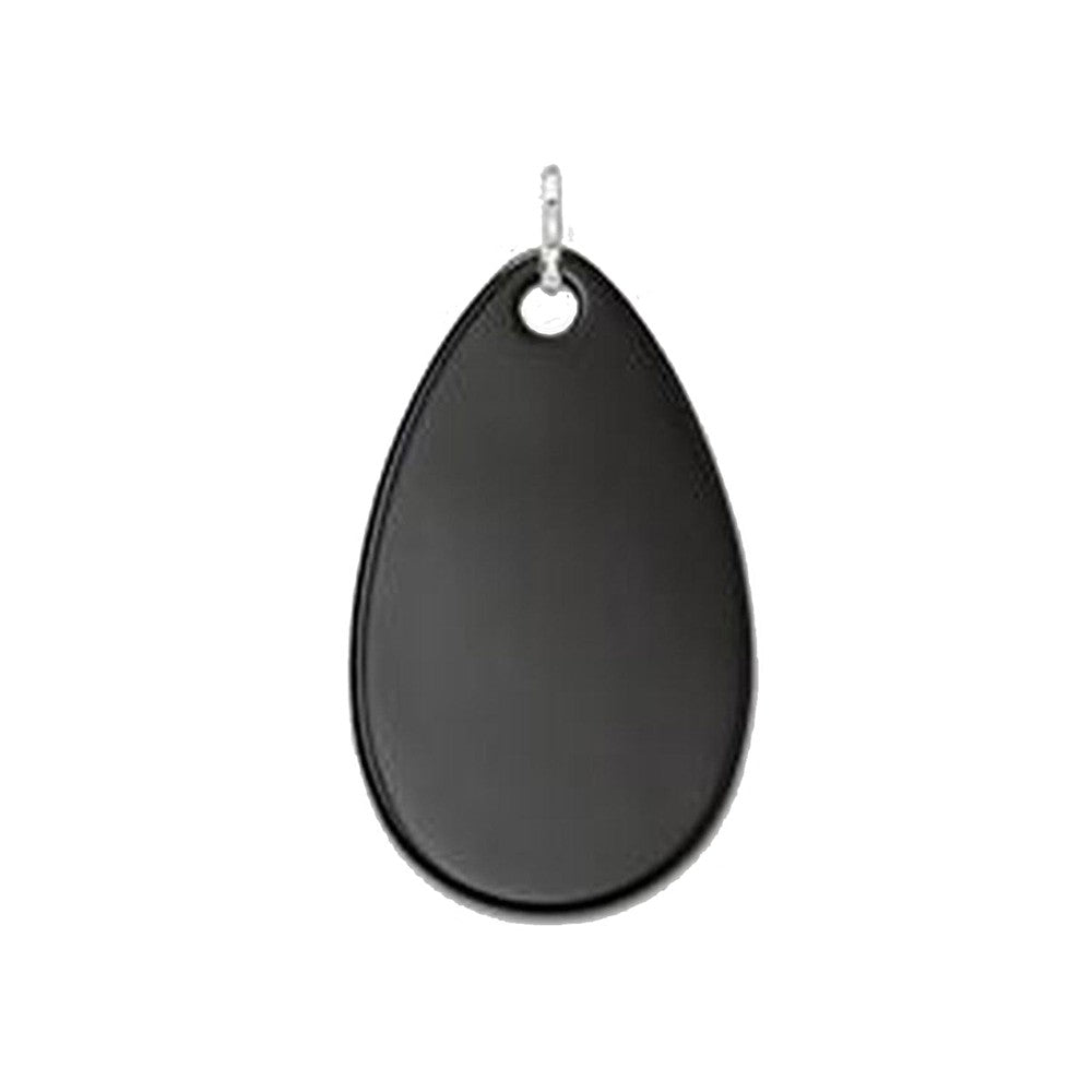 Black teardrop pendant with silver bail
