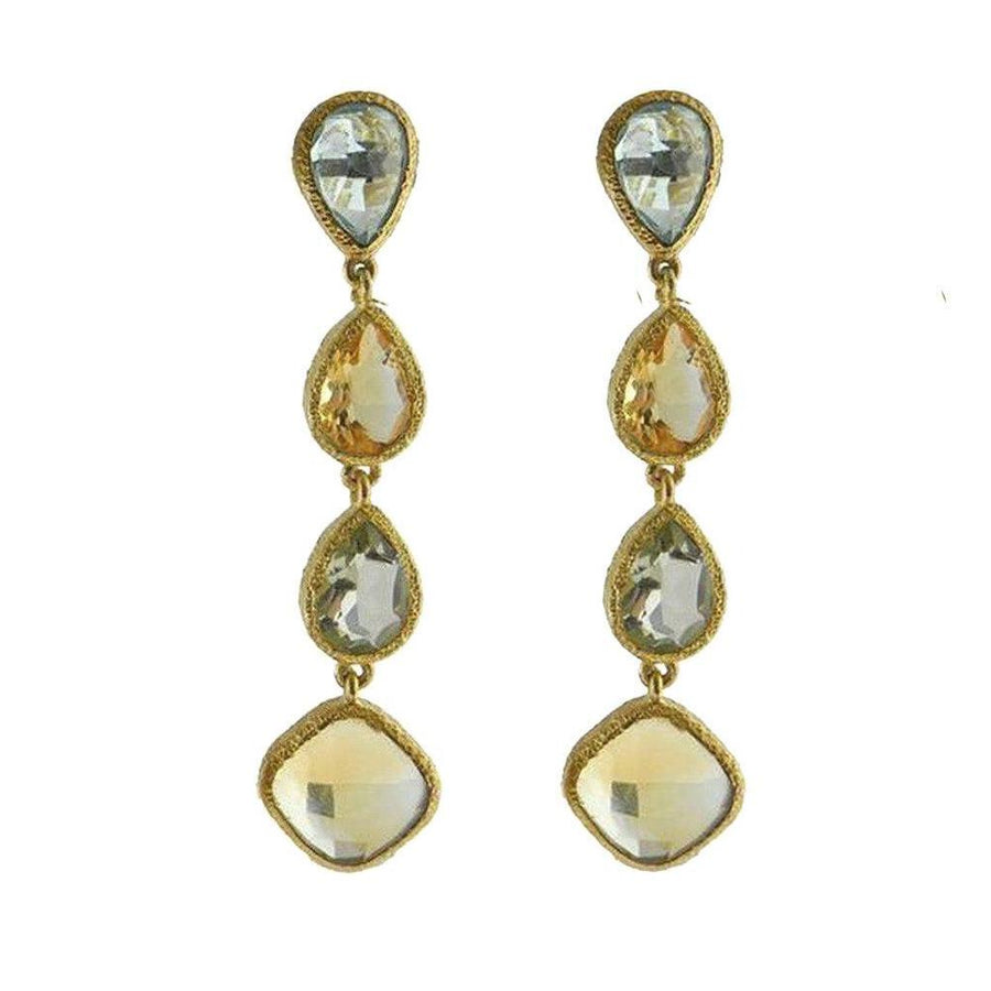 Blue Topaz and Citrine and Amethyst Earrings-Vasant-Swag Designer Jewelry