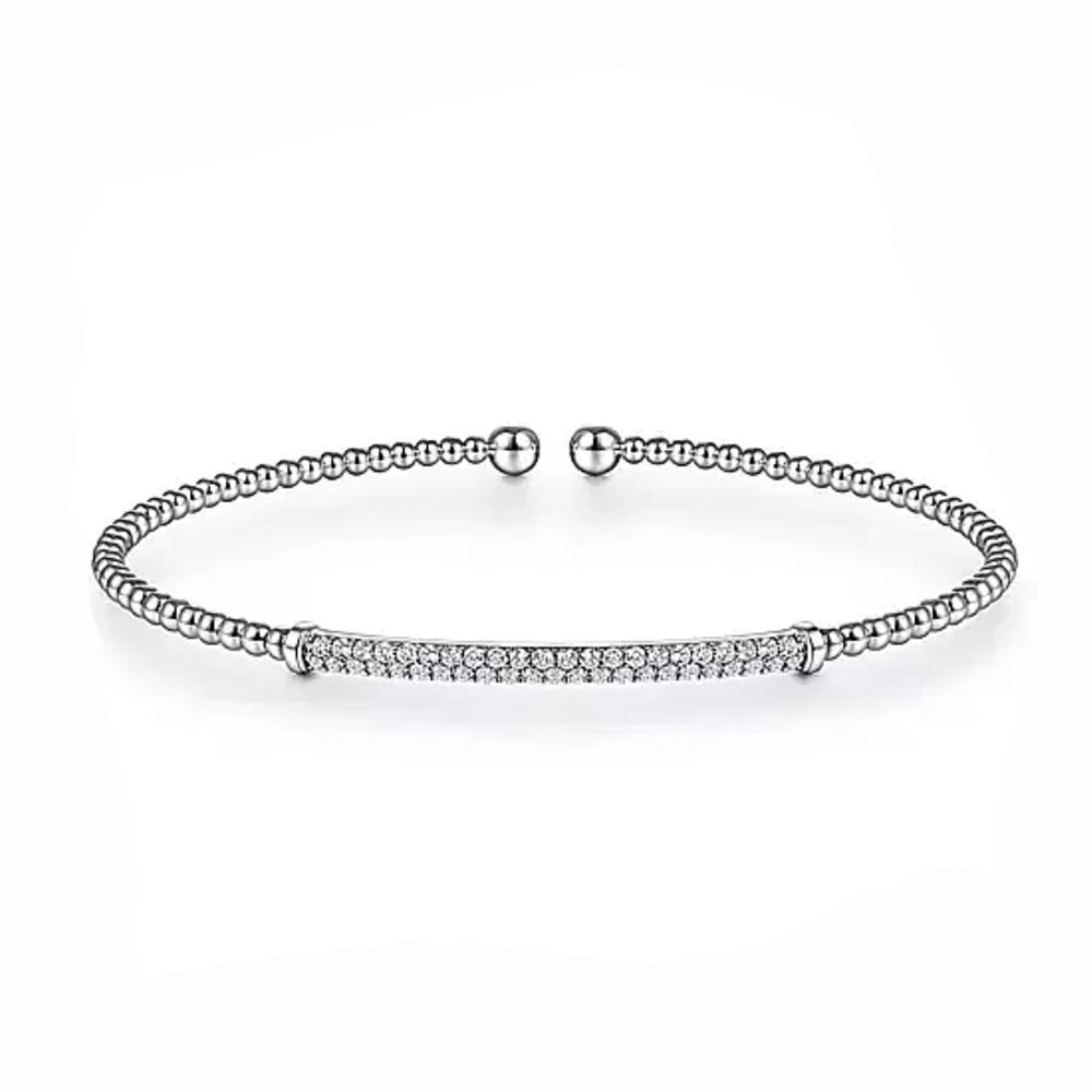 Bujukan Pave Diamond Bar Bracelet White Gold-Gabriel & Co-Swag Designer Jewelry