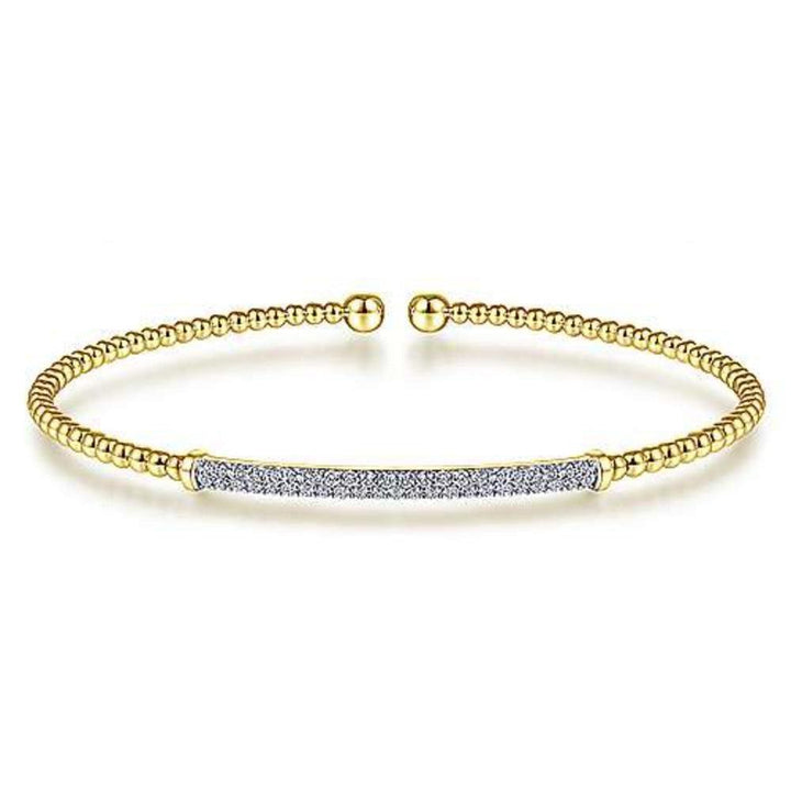 Bujukan Pave Diamond Bar Bracelet Yellow Gold-Gabriel & Co-Swag Designer Jewelry