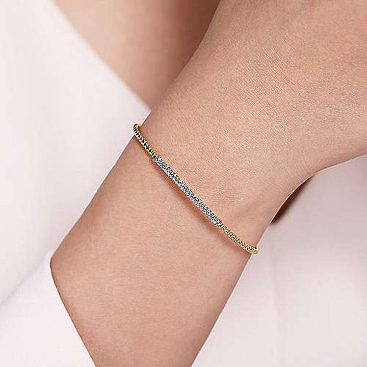 Bujukan Pave Diamond Bar Bracelet Yellow Gold-Gabriel & Co-Swag Designer Jewelry