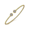 Gold Bujukan Pave Hexagon Cap bracelet with pave diamond accents.
