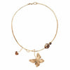 Gold Butterfly Collar necklace with rose accents.
