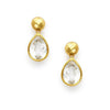 Catalina Midi earrings: Gold teardrop quartz earrings with textured gold ball accents.
