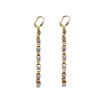 Chain Dangle Earrings with Crystal Accents-La Vie Parisienne-Swag Designer Jewelry