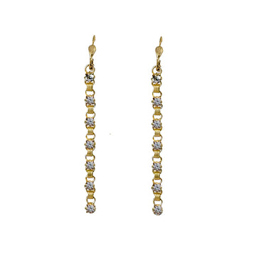Chain Dangle Earrings with Crystal Accents-La Vie Parisienne-Swag Designer Jewelry