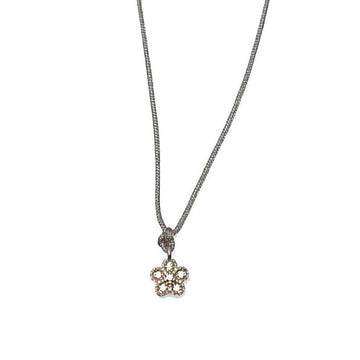 Dainty silver chain mini flower pendant necklace

