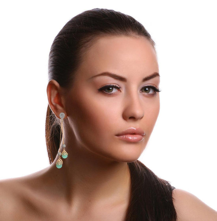 Chalcedony Drop Chandelier Earrings-Atelier Mon-Swag Designer Jewelry