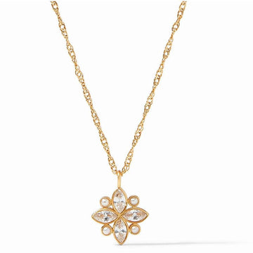 Charlotte Delicate Necklace: Gold chain, marquise-cut white stones & pearls
