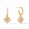 Gold Charlotte Hoop & Charm Earrings with sparkling cubic zirconia and pearls.
