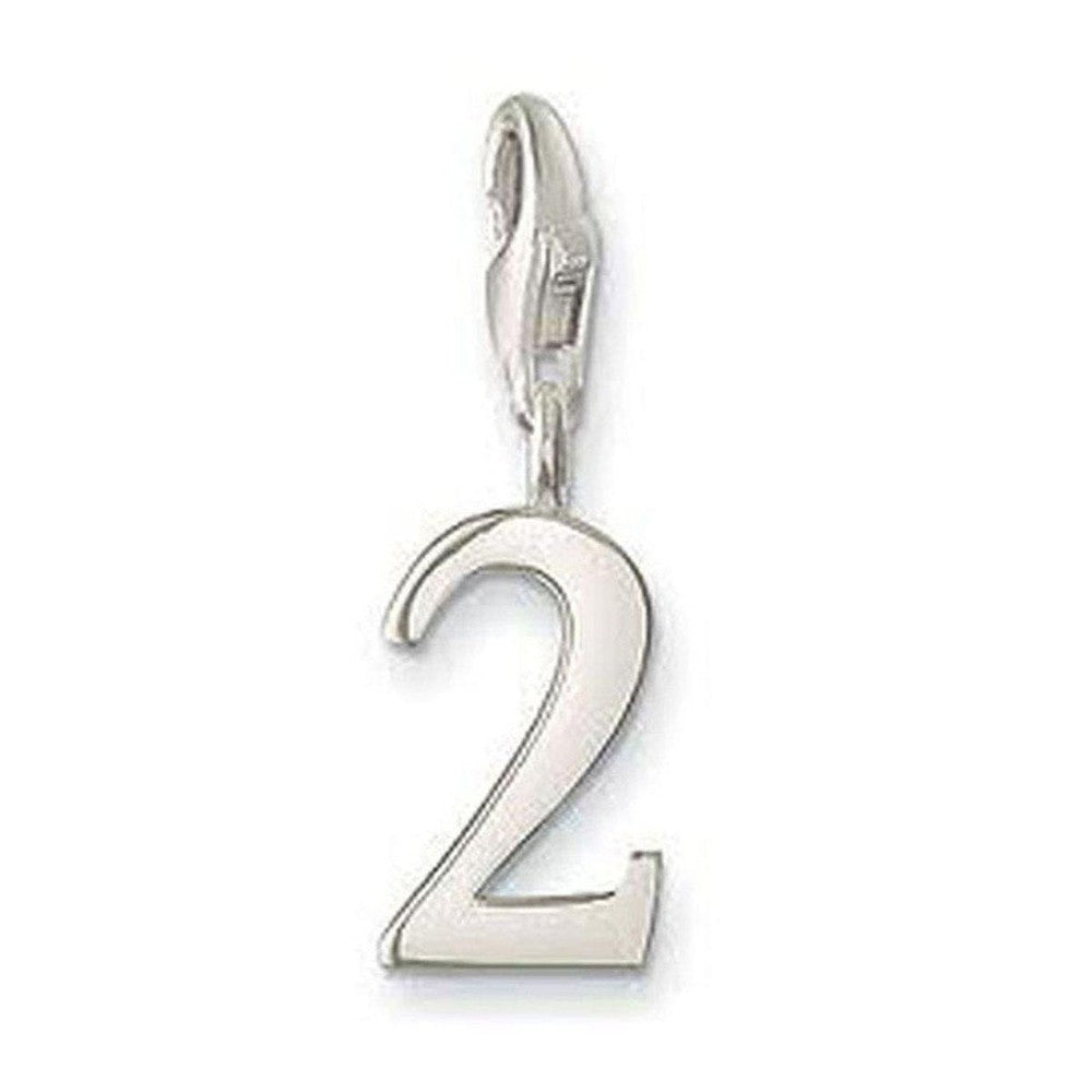 Silver Charm 0202 Number 2 pendant
