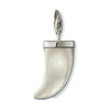 Charm 0214 White Tooth charm pendant:  silver-tone metal, white tooth design.
