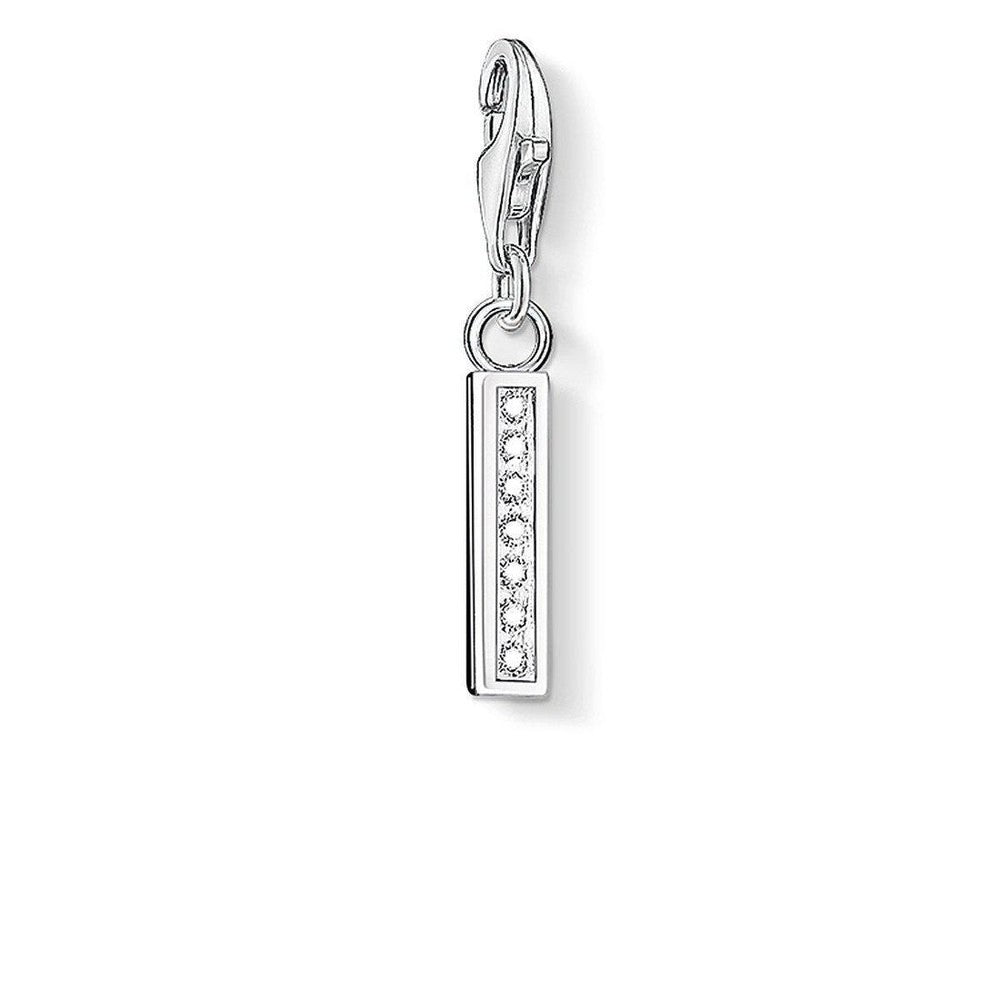 Charm 0231 Pave Letter I charm, silver, cubic zirconia accents
