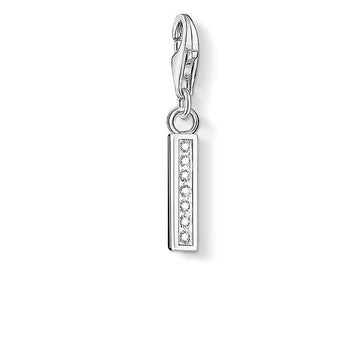 Charm 0231 Pave Letter I charm, silver, cubic zirconia accents

