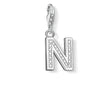 Silver Charm 0236 Pave Letter N pendant with cubic zirconia accents.
