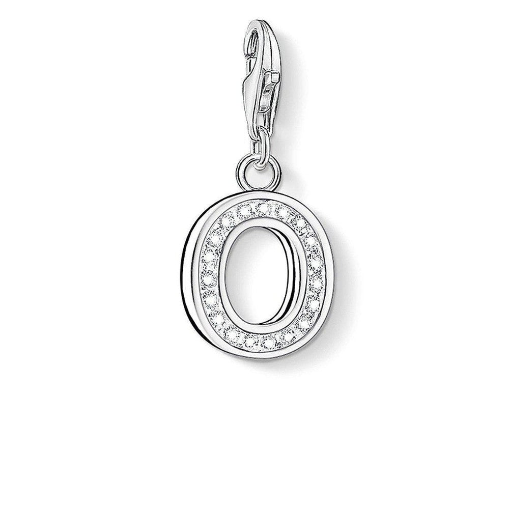 Charm 0237 Pave Letter O: silver charm featuring letter O, accented with pavé diamonds.
