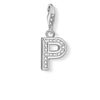 Silver Charm 0238 Pave Letter P charm with cubic zirconia
