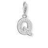 Silver Charm 0239 Pave Letter Q pendant with cubic zirconia accents.
