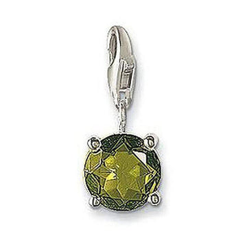 Charm 0288 Black Crystal: Olive green crystal charm with silver clasp.
