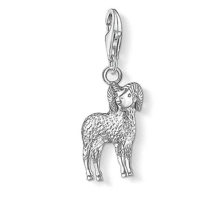 Silver Aries Ram charm, detailed design, perfect zodiac gift.
