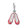 Charm 0618 Red Ballet Shoe Charm, silver & red enamel,  for jewelry collectors.
