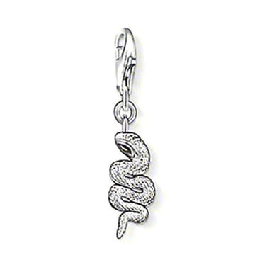 Charm 0865 Snake charm, silver snake design, detailed textured scales.
