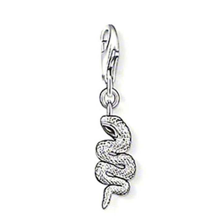 Charm 0865 Snake charm, silver snake design, detailed textured scales.
