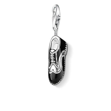 Charm 0876 shoe charm: black enamel, silver-tone, classic style
